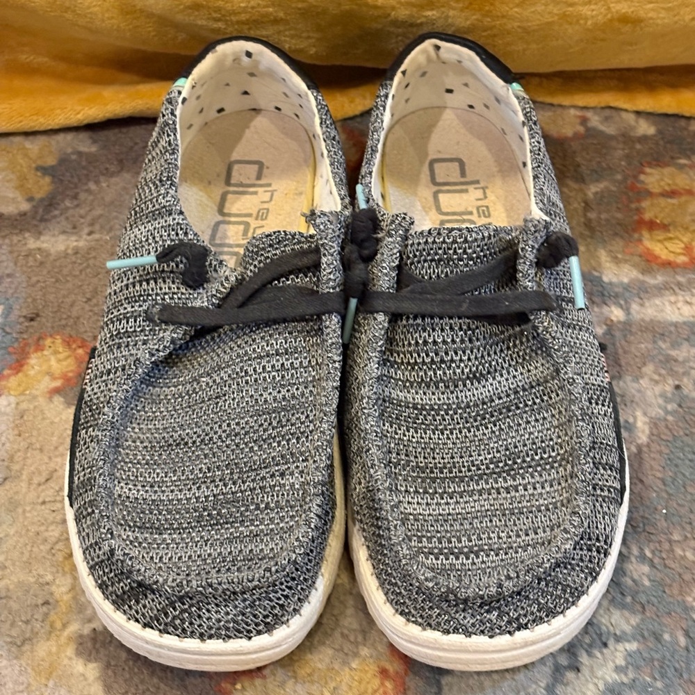 Hey Dude Black and White Knit Shoes - Picture 2 of 4